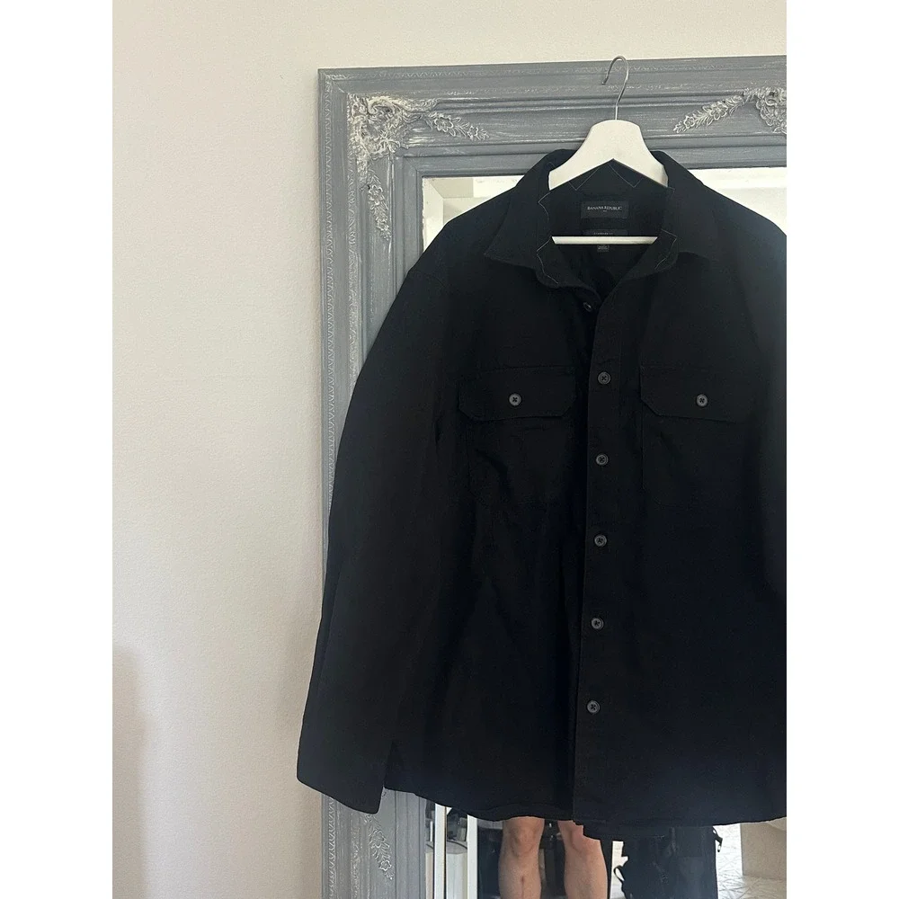 Banana Republic Mens Black Cotton Long Sleeve Utility Shirt Jacket Shacket XL